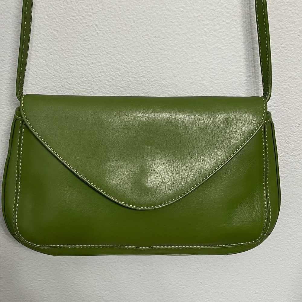 Bandolino Green Leather Crossbody Bag with Removable Strap